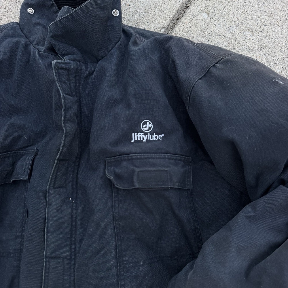 SteelGuard Vintage Work Jacket XL Black Insulated Canvas Jiffy Lube Workwear